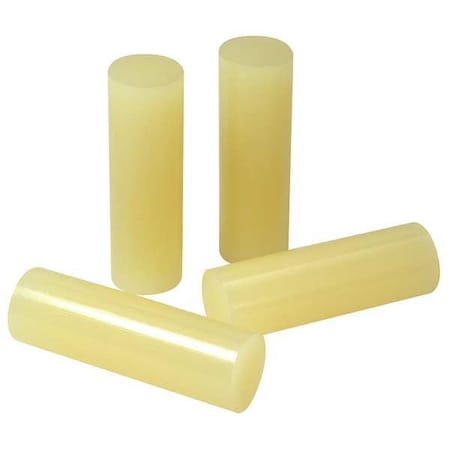 Hot Melt Adhesive, Tan, 5/8 in Dia, 2 in L, 10 sec Begins to Harden, 600 PK