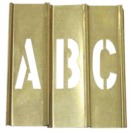 Stencil Kit, Letter Set, A Thru Z, Punctuation, 2 in Character Height, Not Applicable Font, Brass