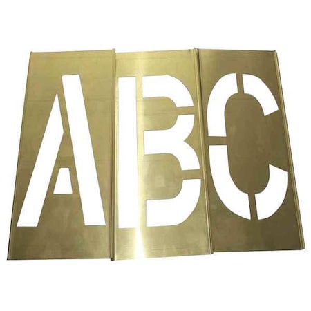 Stencil Kit, Letter Set, A Thru Z, Punctuation, 3 in Character Height, Not Applicable Font, Brass