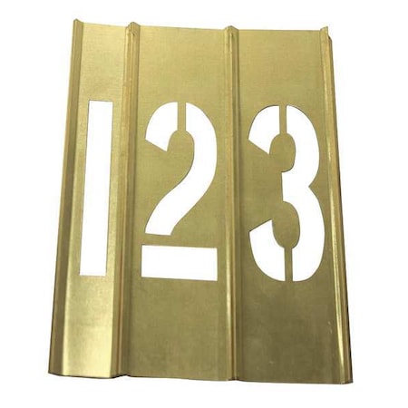 Stencil Kit, Number Set, Numbers, 1 1/2 in Character Height, Not Applicable Font, Brass, Yellow