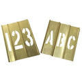 Stencil Kit, Combination Set, A Thru Z, 0 Thru 9, Punctuation, 2 in Character Height, Brass, Yellow