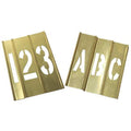 Stencil Kit, Combination Set, A Thru Z, 0 Thru 9, Punctuation, 4 in Character Height, Brass, Yellow