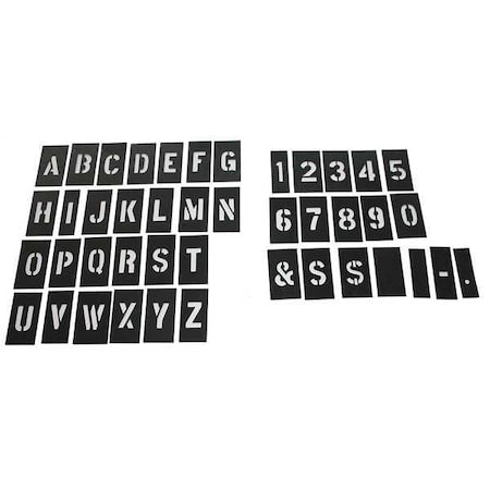 Stencil Kit, Combination Set, Letters and Numbers, 1 in Character Height, Not Applicable Font