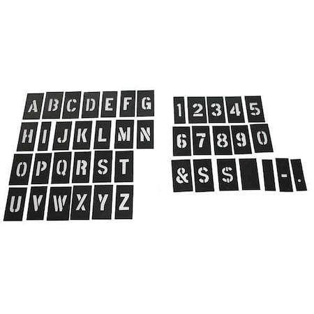 Stencil Kit, Combination Set, Letters and Numbers, 3 in Character Height, Not Applicable Font, PVC