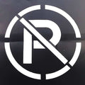 Stencil, Symbol, No Parking Symbol, 15 1/2 in Character Height, Not Applicable Font, PVC, Black