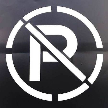 Stencil, Symbol, No Parking Symbol, 15 1/2 in Character Height, Not Applicable Font, PVC, Black