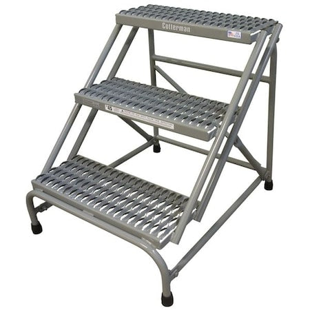 Stationary Step, 3 Steps, 500 lb Load Capacity, 30 in Overall Height, Steel, Gray