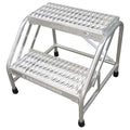 Stationary Step, 2 Steps, 500 lb Load Capacity, 20 in Overall Height, Aluminum, Gray
