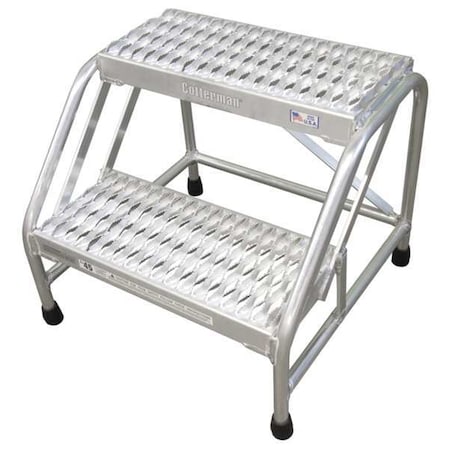 Stationary Step, 2 Steps, 500 lb Load Capacity, 20 in Overall Height, Aluminum, Gray