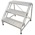 Stationary Step, 3 Steps, 500 lb Load Capacity, 30 in Overall Height, Aluminum, Gray
