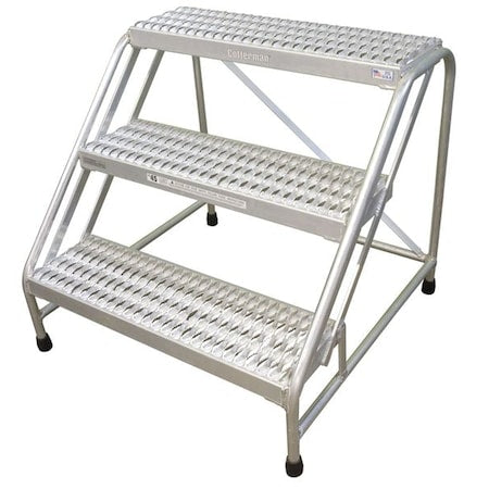 Stationary Step, 3 Steps, 500 lb Load Capacity, 30 in Overall Height, Aluminum, Gray