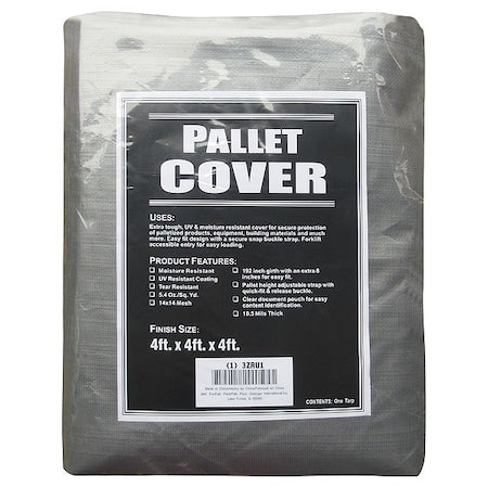 Pallet Cover Tarp, 48 in W x 48 in D x 48 in L, 10.5 mil Thickness, Black/Silver