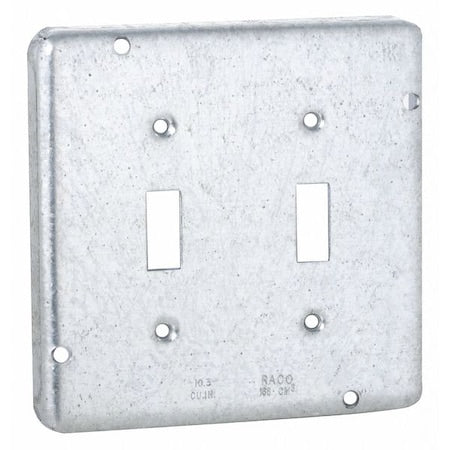 Box Cover, 2 Gang, Steel, Toggle Switch Cover Type