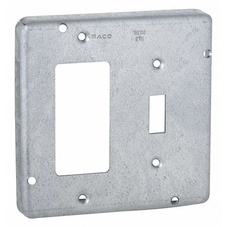 Box Cover, Switch Box Type, 2 Gang, Steel, Toggle Switch/GFCI Cover Type