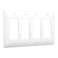Masque Decorator Wall Plates, Number of Gangs: 4 Plastic, Textured Finish, White