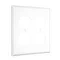2-Duplex Standard Wall Plates, Number of Gangs: 2 Metal, Smooth Finish, White