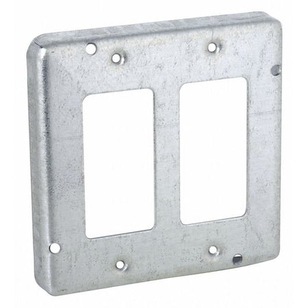 Box Cover, 2 Gang, Steel, GFCI Cover Type
