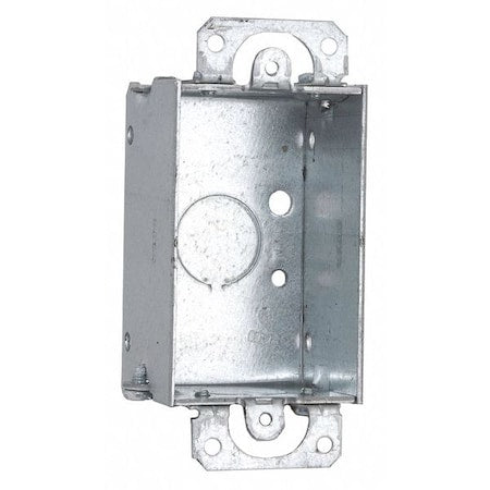 Electrical Box, 7.5 cu in, Switch Box Type, 1 Gang, Steel, Rectangular Shape