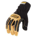 Ranchworx(R) Mechanics Gloves, Goatskin Leather Palm, Nylon, Spandex Back, M, Black/Tan
