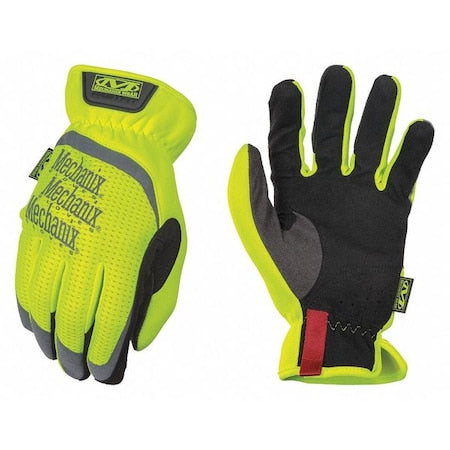 Mechanics Gloves, Hi-Vis, TekDry(R) Synthetic Leather, Reinforced Thumb/Index Finger, Lime, 9, PR