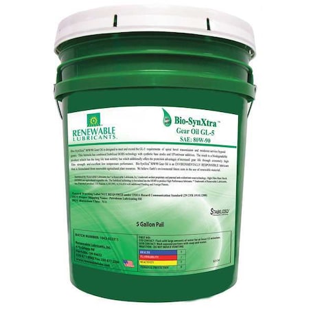 Gear Oil, 5 gal Sz, Light Golden