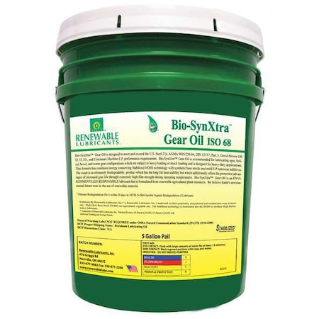 5 gal Gear Oil Pail 46 ISO Viscosity, 80W85 SAE, Yellow