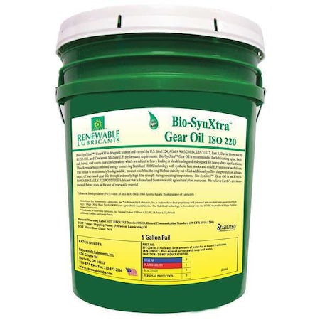 5 gal Gear Oil Pail 150 ISO Viscosity, 80W140 SAE, Yellow