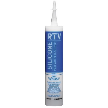 Tube Silicone Sealant, 10 oz, White, Temp Range -49 Degrees to 302 Degrees F