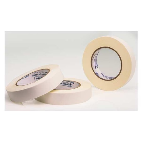 Masking Tape, 1 in W x 60 yd L, 6.3 mil Thick, White, Rubber Adhesive, 3 PK