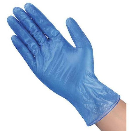 Disposable Gloves, 3 mil Palm, Vinyl, Powder-Free, 9 in Length, AQL 4, L (9), 100 PK, Blue