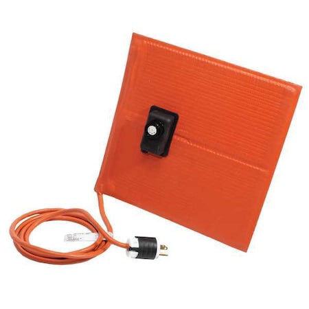 Heating Blanket, Silicone Rubber, 120V, 405W, 18""W x 18""L, PSA, Plug