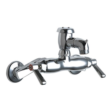 Dual-Handle Hot And Cold Water Sink Faucet, 8-3/8" Mount, Chrome plated