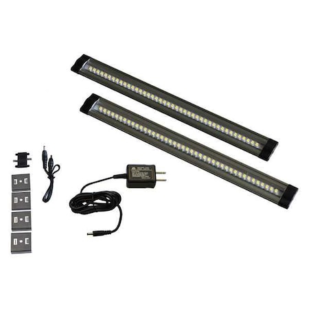 LED Striplight, 12in, Plug-In, 535lm, PK2