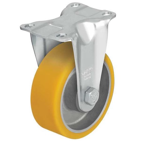 Rgd Plate Caster, Poly, 4 in., 400 lb., Yllw