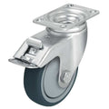 Swivel Plate Caster, Polyurethane, 5 in, 400 lb, Gry