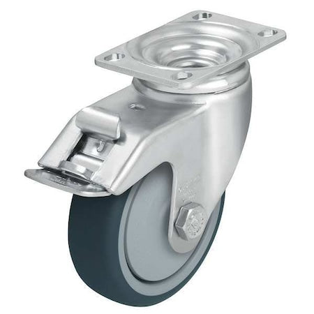 Swivel Plate Caster, Polyurethane, 5 in, 400 lb, Gry