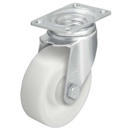 Swivel Plate Caster, Nylon, 4 in., 400 lb, Wht