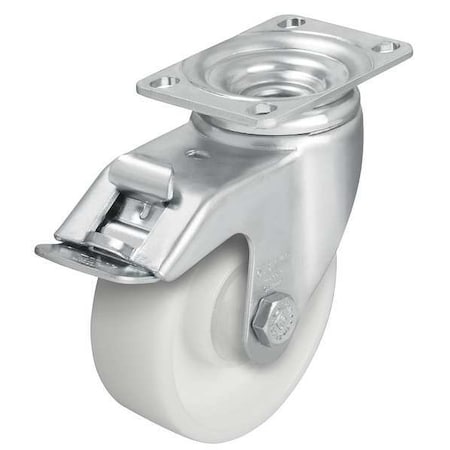 Swivel Plate Caster, Nylon, 5 in, 400 lb, Zinc Plate