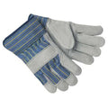 Leather Palm Gloves, Cowhide, Safety Cuff, Wing Thumb, Full Finger, Gray, L, 1 PR