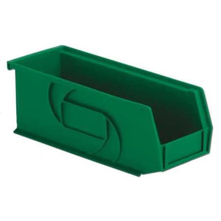 Hang & Stack Storage Bin, Plastic, Green, 4 in H, 4 1/8 in W, 10 7/8 in L
