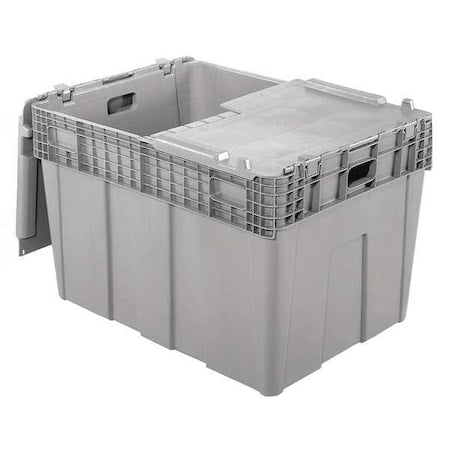 Attached Lid Container, 45.63 gal Volume Cap., 30 in L, 22 in W, 20 1/2 in H, Plastic, Metal Hinge