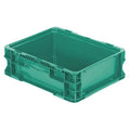 Solid & Stackable Straight Wall Storage Container, 2.2 gal, 12 in L x 15 in W x 5 in H, Green