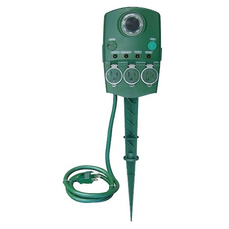 Power Strip, Programable, 5-15R, 5-15P, 6 ft., Green