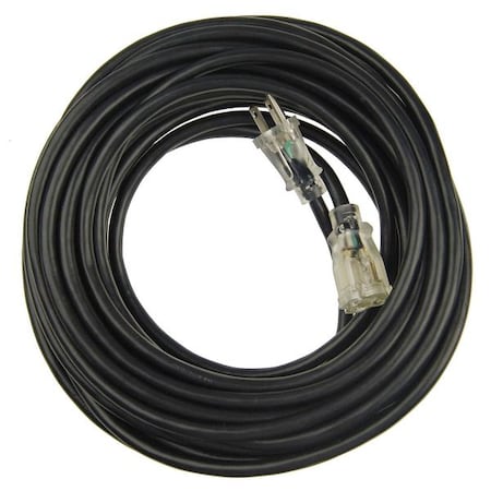 SJTW Outdoor Extension Cord, 14 AWG 1 Outlet, 5-15R, Black, PVC, 5-15P, 50 ft