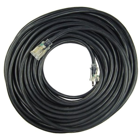 SJTW Outdoor Extension Cord, 12 AWG 1 Outlet, 5-15R, Black, PVC, 5-15P, 100ft