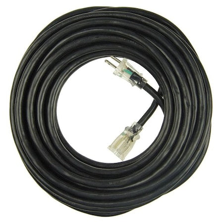 SJTW Outdoor Extension Cord, 12 AWG 1 Outlet, 5-15R, Black, PVC, 5-15P, 50 ft