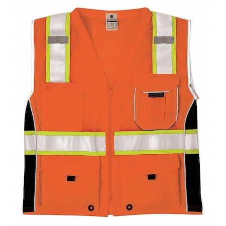 Medium Black Panels Safety Vest, Orange