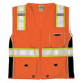 3X Black Panels Safety Vest, Orange