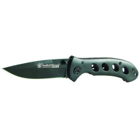 Folding Knife, Drop Point, 3-1/4 In, Grey