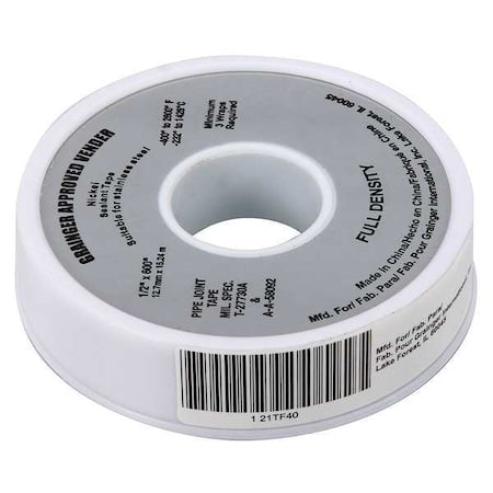 Sealant Tape, 1/2 x 600 In